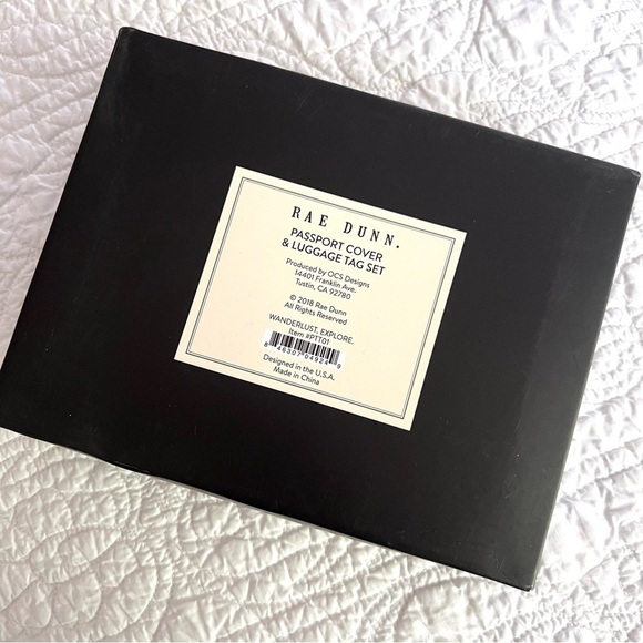 Rae Dunn Passport Cover‎ and Luggage Tag Set White New in Box Travel Vacation - Picture 4 of 4